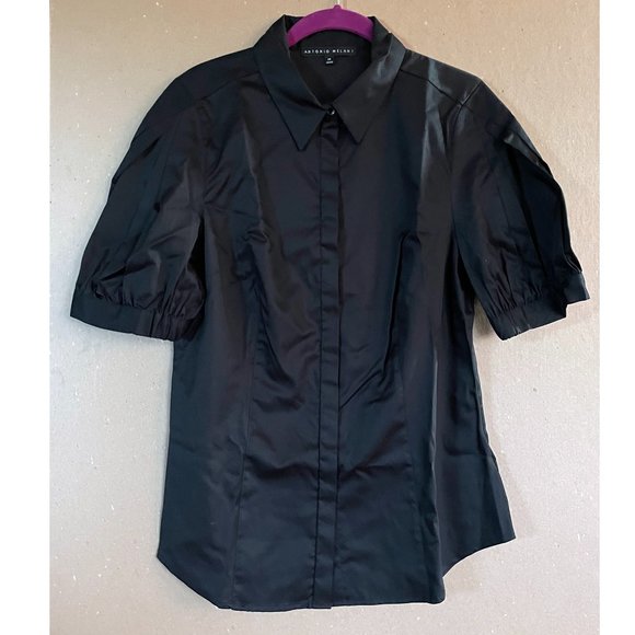 Never Worn Antonio Melani Julia Point Collar Puff Long Sleeve Button Front Satee - Picture 1 of 4